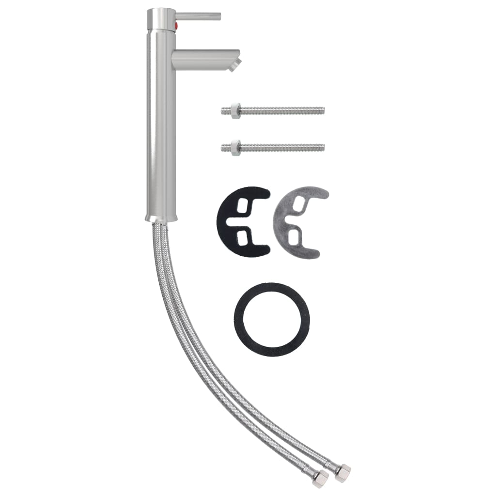 vidaXL Bathroom Sink with Tap and Push Drain Frosted Tempered Glass