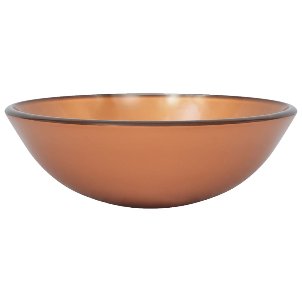 3098456 vidaXL Bathroom Sink with Tap and Push Drain Brown Tempered Glass (142232+149089+149062)