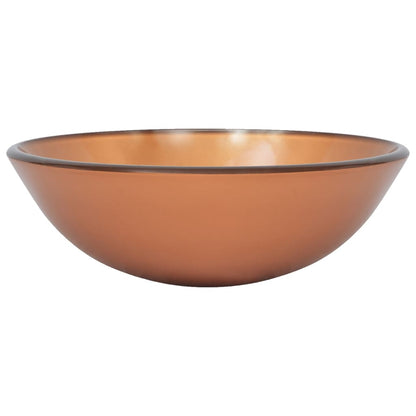 3098456 vidaXL Bathroom Sink with Tap and Push Drain Brown Tempered Glass (142232+149089+149062)
