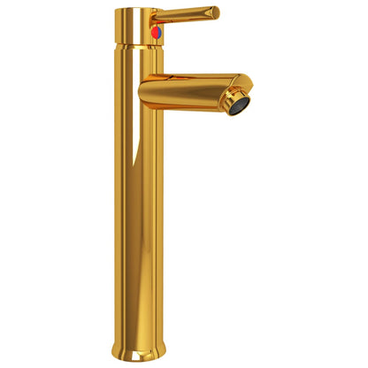 3098461 vidaXL Bathroom Sink with Tap and Push Drain Gold Tempered Glass (142233+149089+149062)