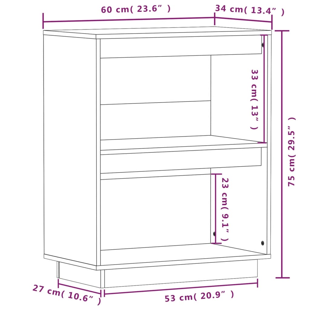 vidaXL Console Cabinet | Black | Solid pine wood | Small | Console Cabinet