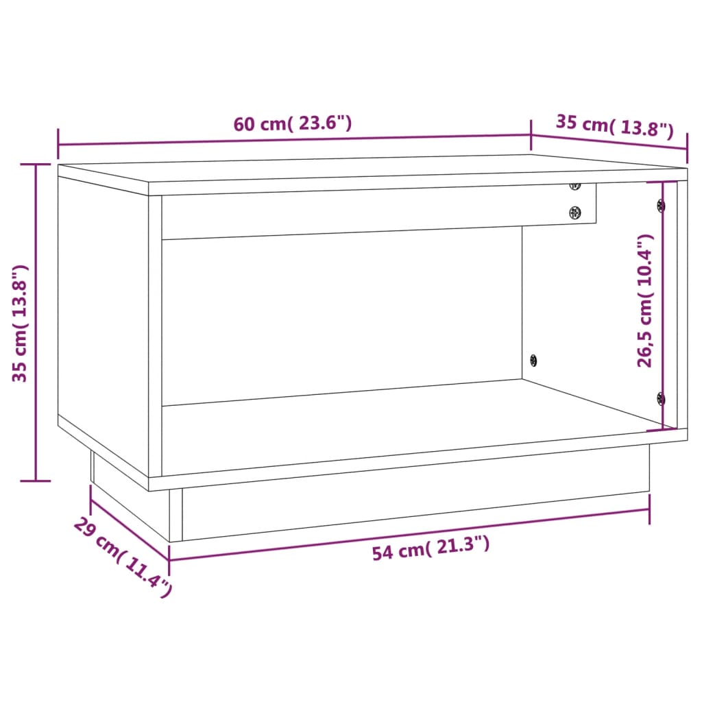 vidaXL TV Cabinet Honey Brown 60x35x35 cm Solid Wood Pine