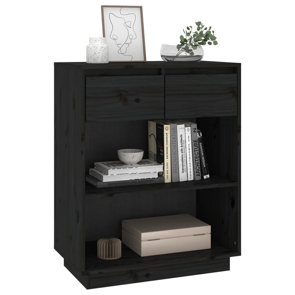 vidaXL Console Cabinet | Black | Solid Pine Wood | Medium | Console Cabinet