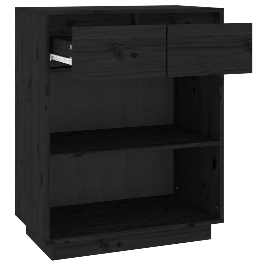 vidaXL Console Cabinet | Black | Solid Pine Wood | Medium | Console Cabinet
