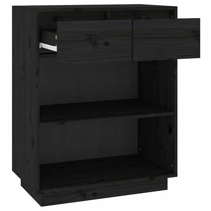 vidaXL Console Cabinet Black 60x34x75 cm Solid Wood Pine