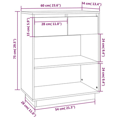 vidaXL Console Cabinet | Black | Solid Pine Wood | Medium | Console Cabinet
