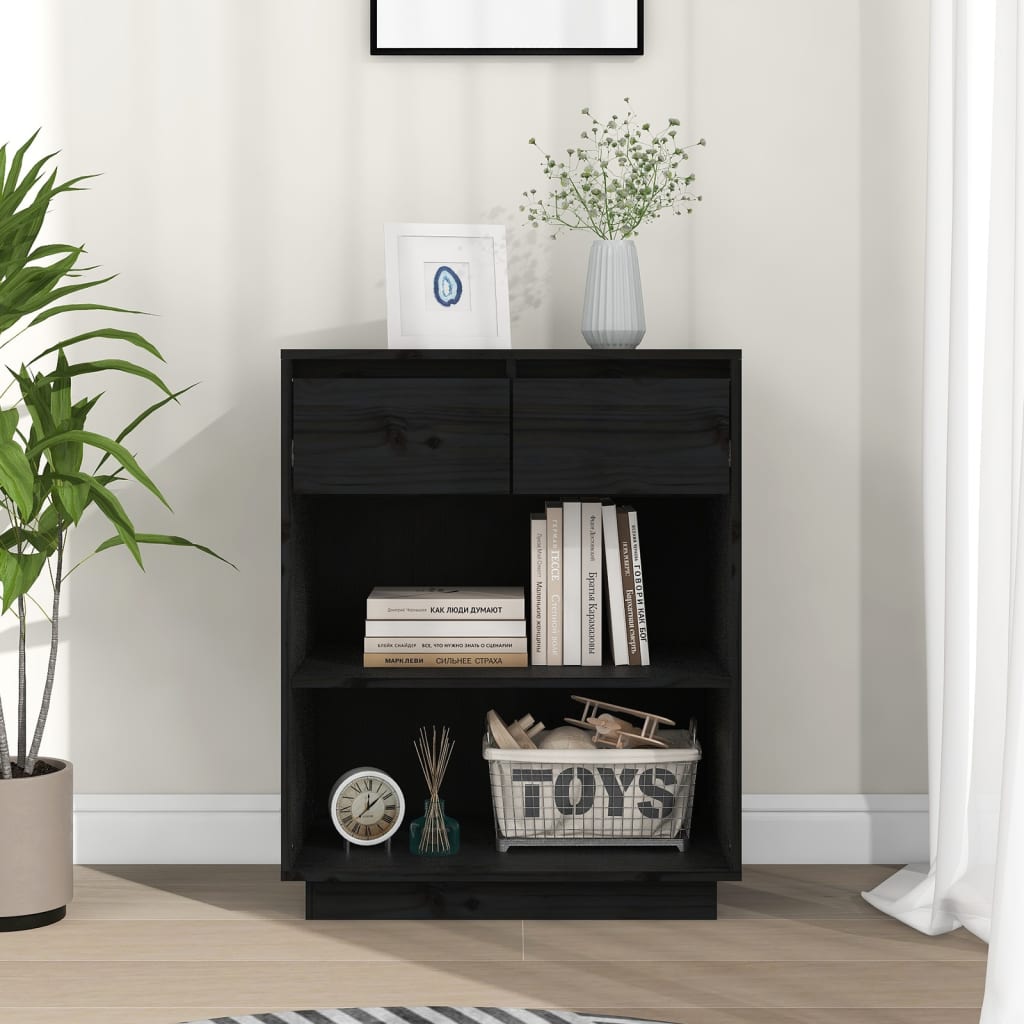 vidaXL Console Cabinet | Black | Solid Pine Wood | Medium | Console Cabinet