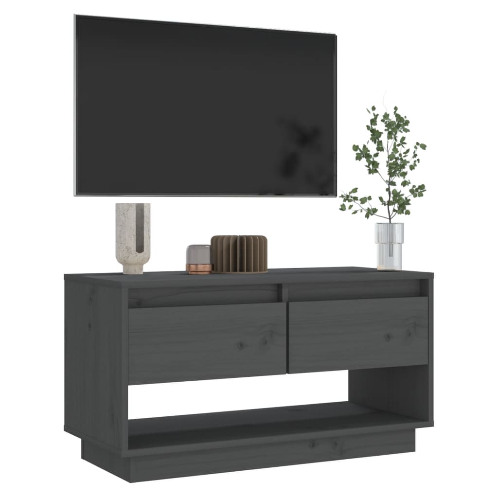 vidaXL TV Cabinet Grey 74x34x40 cm Solid Wood Pine