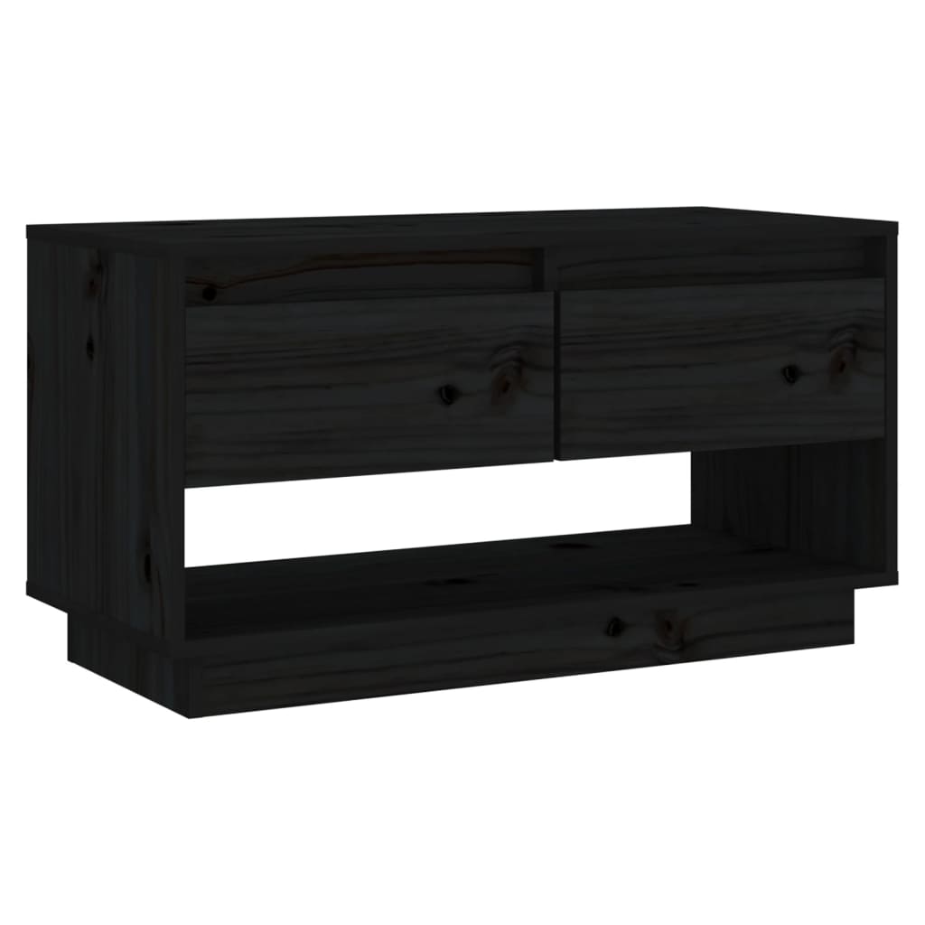 vidaXL TV Stand | Black | Solid Pine Wood | Medium | TV Stand | Rectangular