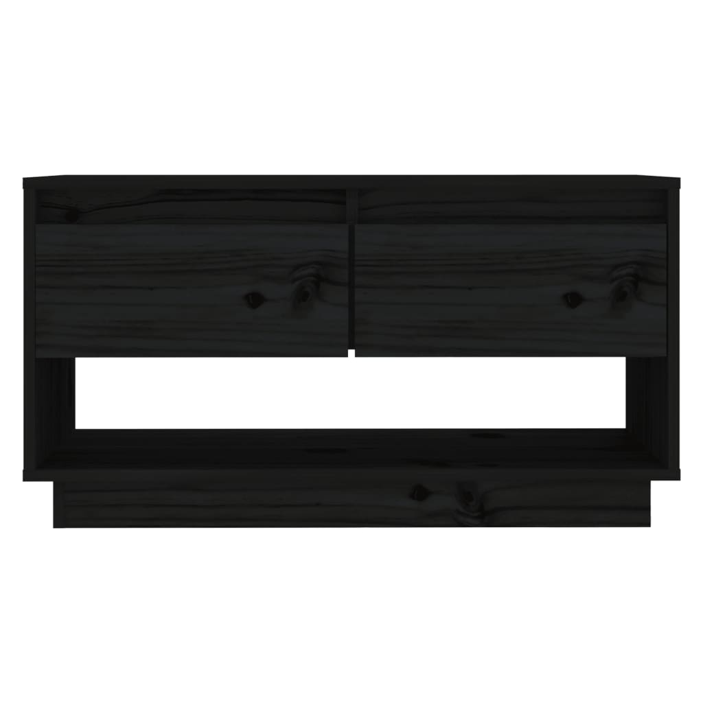 vidaXL TV Stand | Black | Solid Pine Wood | Medium | TV Stand | Rectangular