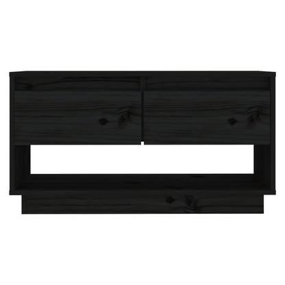 vidaXL TV Stand | Black | Solid Pine Wood | Medium | TV Stand | Rectangular
