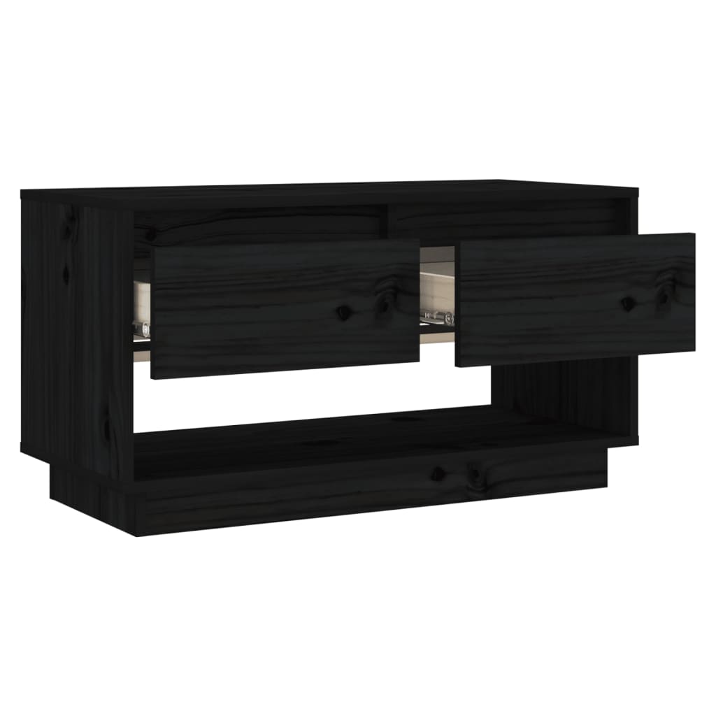 vidaXL TV Stand | Black | Solid Pine Wood | Medium | TV Stand | Rectangular