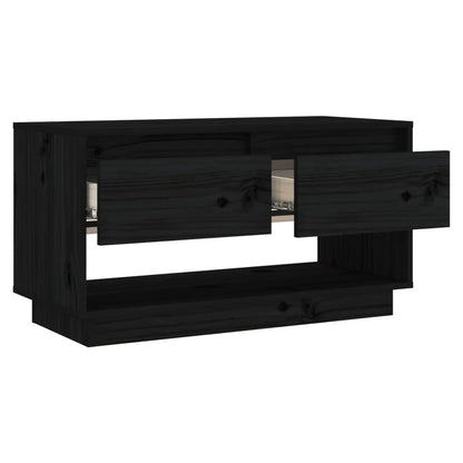 vidaXL TV Stand | Black | Solid Pine Wood | Medium | TV Stand | Rectangular