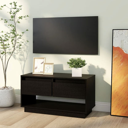 vidaXL TV Stand | Black | Solid Pine Wood | Medium | TV Stand | Rectangular