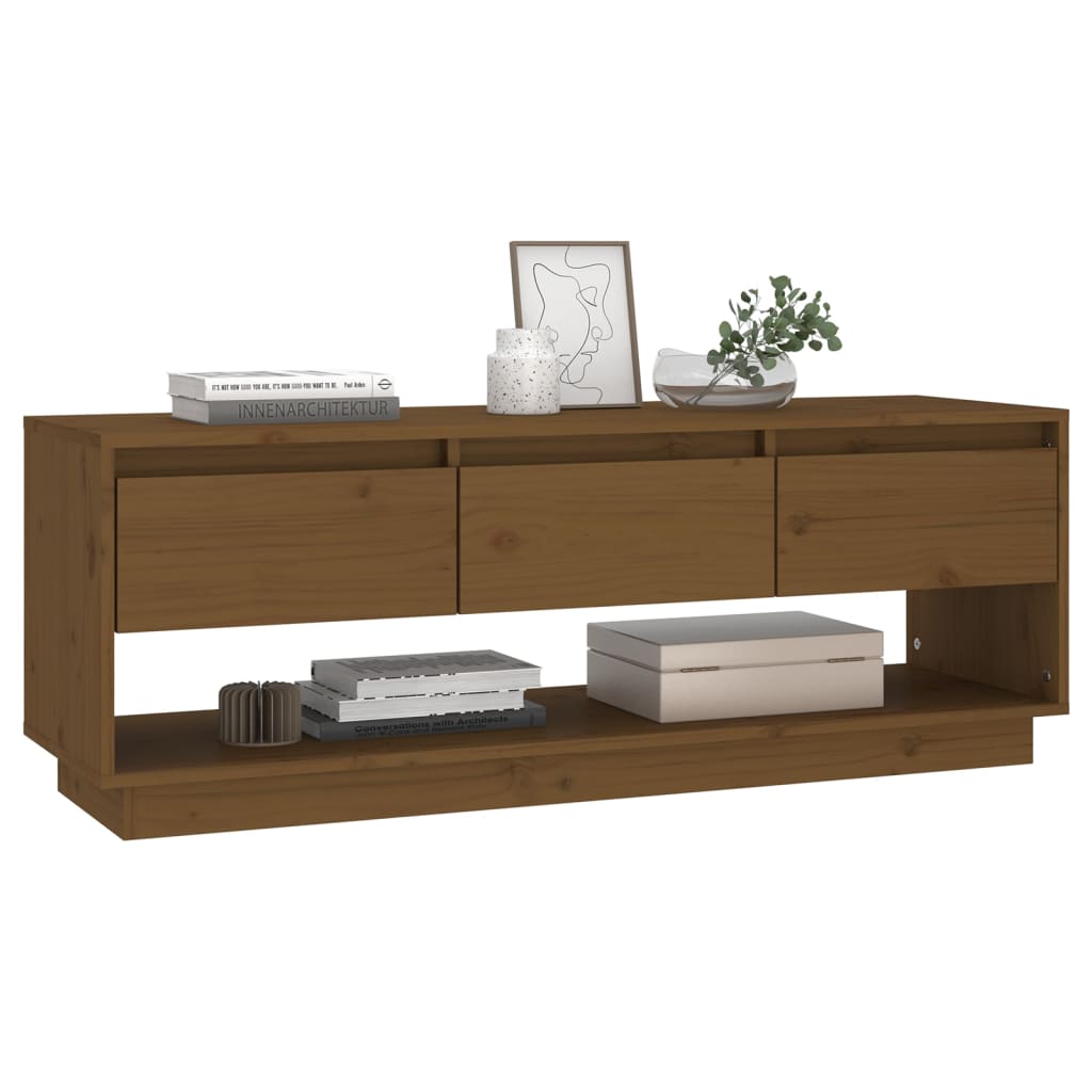 vidaXL TV Cabinet Honey Brown 110.5x34x40 cm Solid Wood Pine