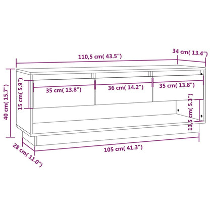 vidaXL TV Cabinet Honey Brown 110.5x34x40 cm Solid Wood Pine