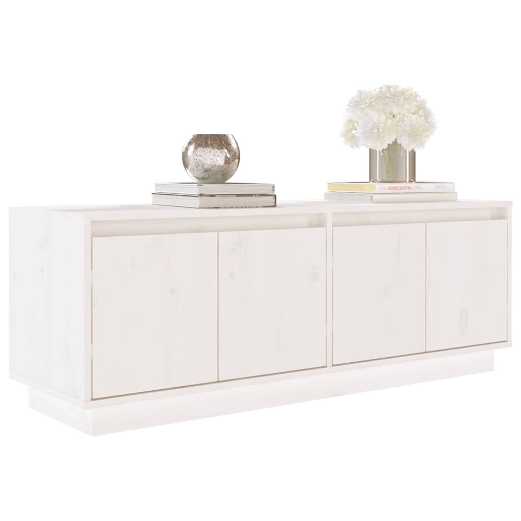 vidaXL TV Cabinet White 110x34x40 cm Solid Wood Pine