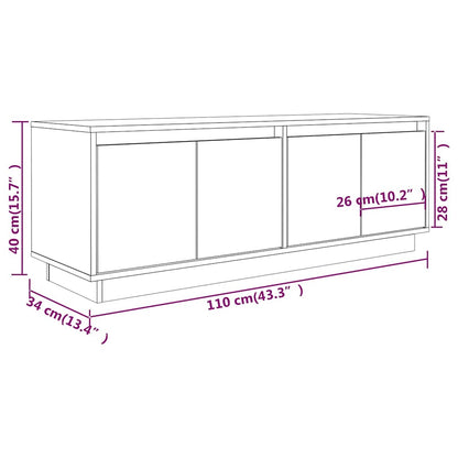 vidaXL TV Cabinet White 110x34x40 cm Solid Wood Pine