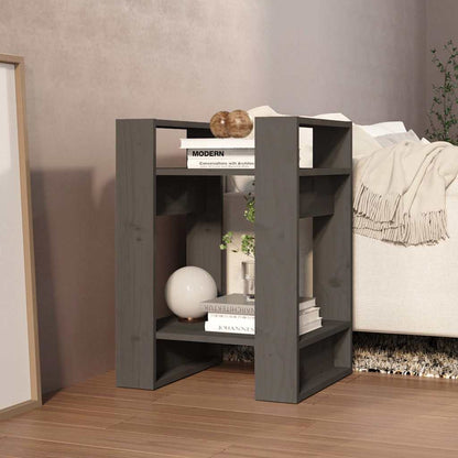 813856 vidaXL Book Cabinet/Room Divider Grey 41x35x57 cm Solid Wood Pine