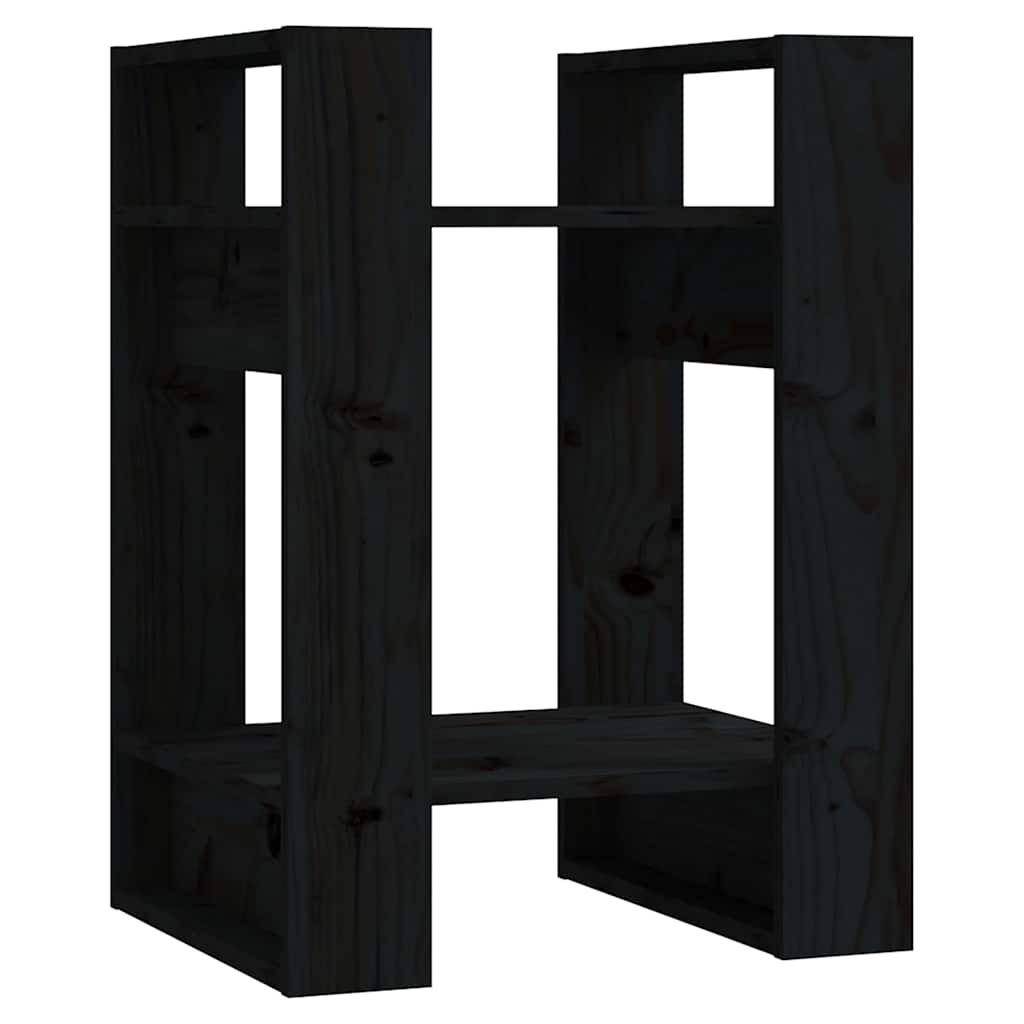 vidaXL Book Cabinet/Room Divider Black 41x35x57 cm Solid Wood Pine