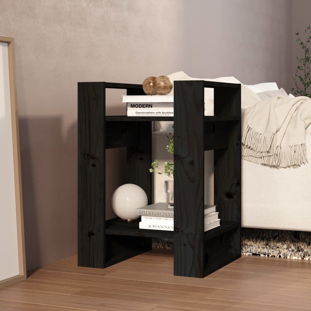 vidaXL Book Cabinet/Room Divider Black 41x35x57 cm Solid Wood Pine