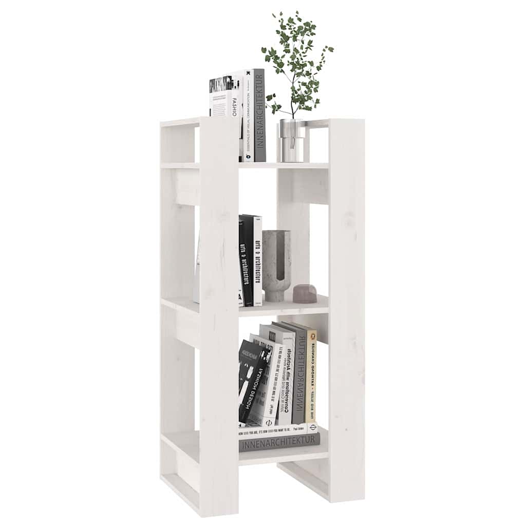 813860 vidaXL Book Cabinet/Room Divider White 41x35x91 cm Solid Wood Pine