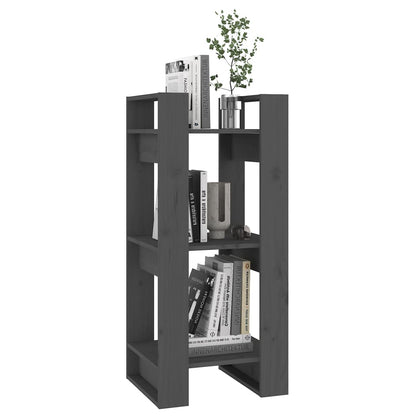 vidaXL Book Cabinet/Room Divider Grey 41x35x91 cm Solid Wood Pine
