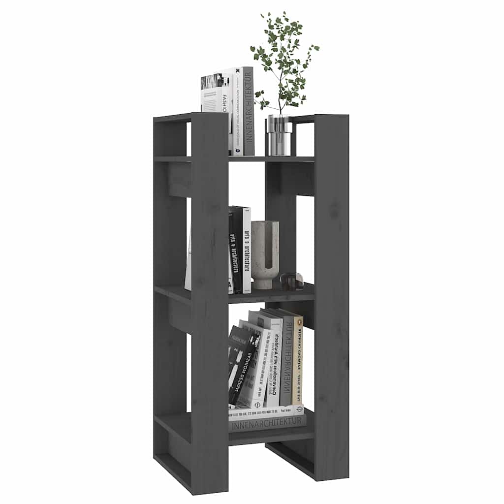 813861 vidaXL Book Cabinet/Room Divider Grey 41x35x91 cm Solid Wood Pine