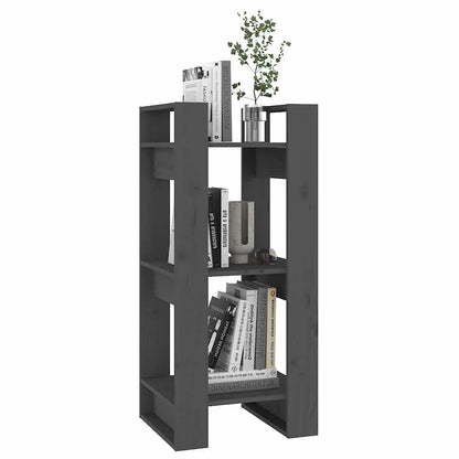 813861 vidaXL Book Cabinet/Room Divider Grey 41x35x91 cm Solid Wood Pine