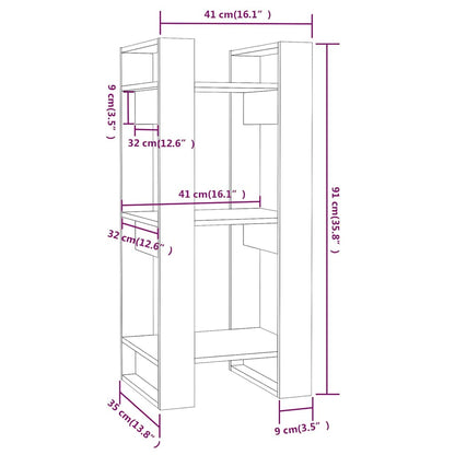 813861 vidaXL Book Cabinet/Room Divider Grey 41x35x91 cm Solid Wood Pine