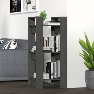 vidaXL Book Cabinet/Room Divider Grey 41x35x91 cm Solid Wood Pine