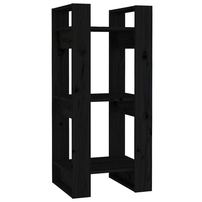 813863 vidaXL Book Cabinet/Room Divider Black 41x35x91 cm Solid Wood Pine