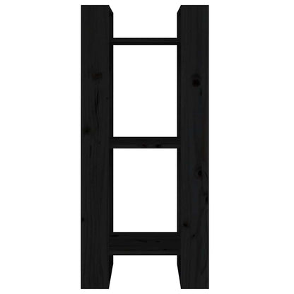 813863 vidaXL Book Cabinet/Room Divider Black 41x35x91 cm Solid Wood Pine