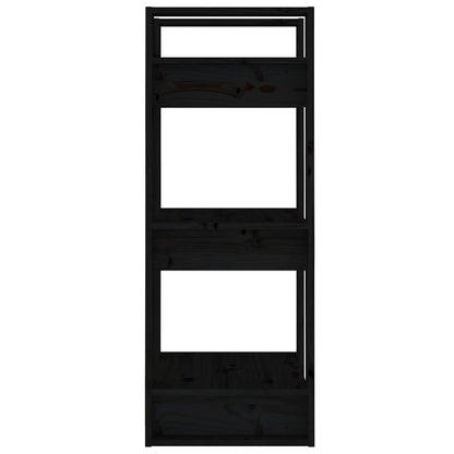 vidaXL Book Cabinet/Room Divider Black 41x35x91 cm Solid Wood Pine
