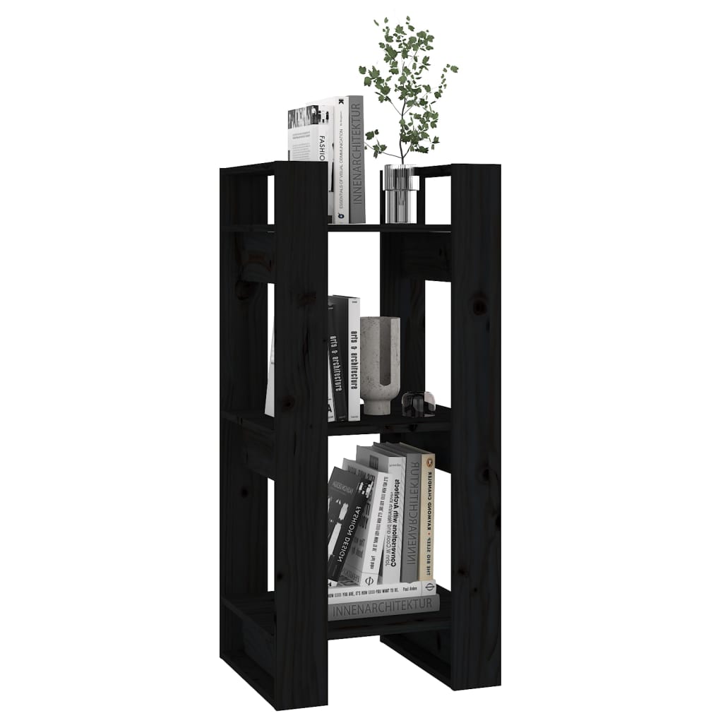 vidaXL Book Cabinet/Room Divider Black 41x35x91 cm Solid Wood Pine