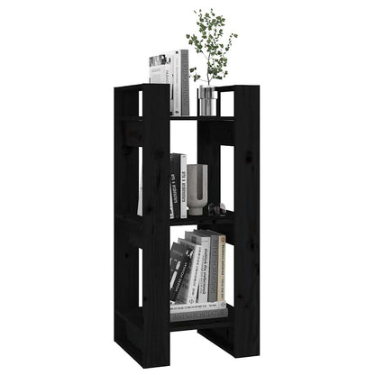 813863 vidaXL Book Cabinet/Room Divider Black 41x35x91 cm Solid Wood Pine