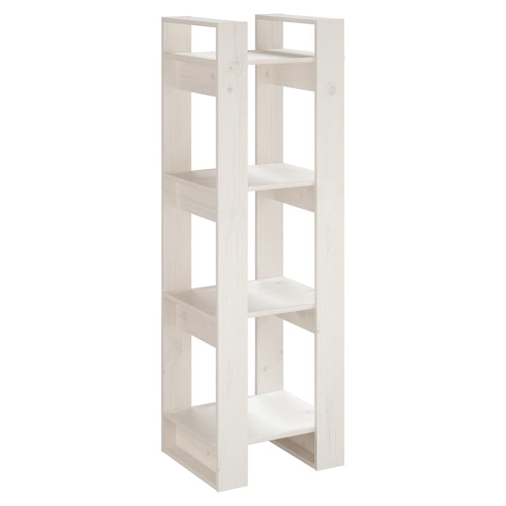 813865 vidaXL Book Cabinet/Room Divider White 41x35x125 cm Solid Wood Pine