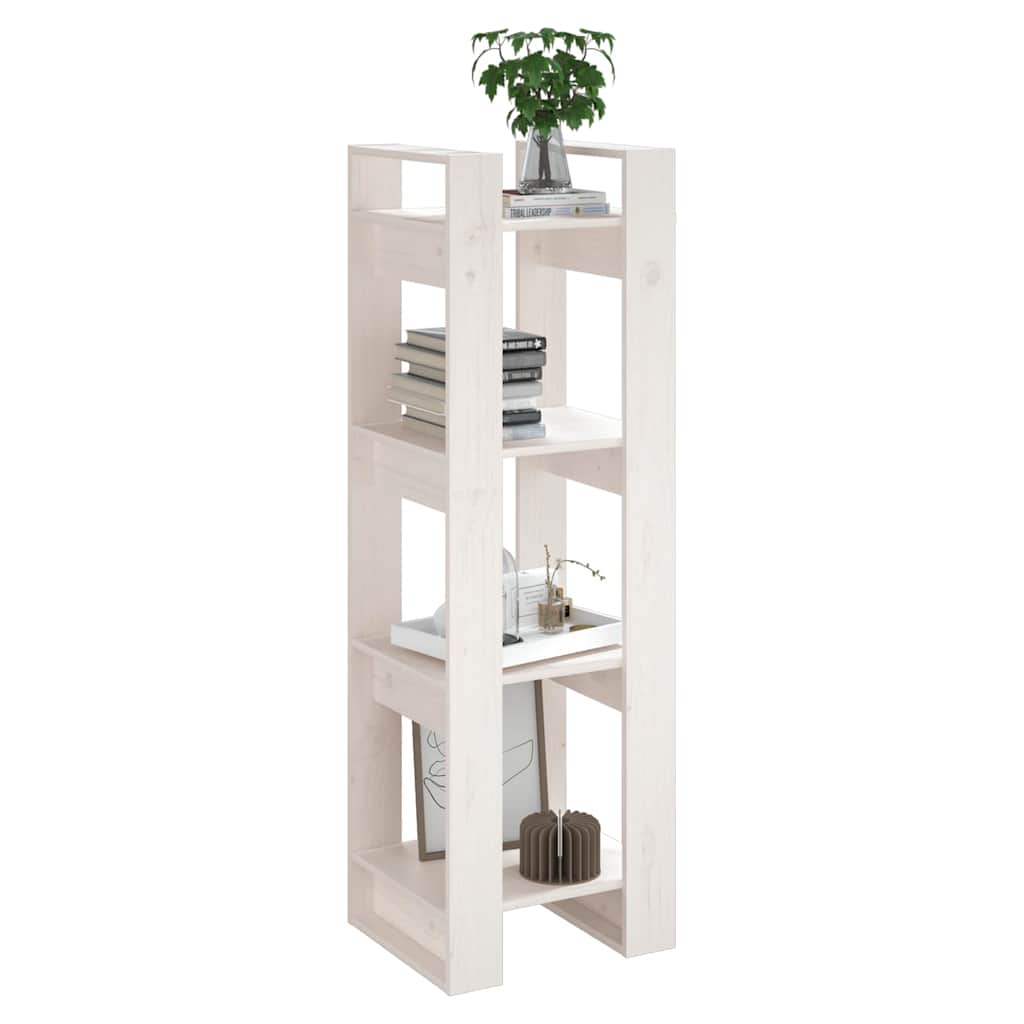 813865 vidaXL Book Cabinet/Room Divider White 41x35x125 cm Solid Wood Pine