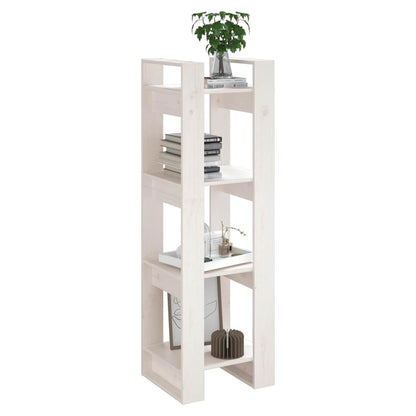 813865 vidaXL Book Cabinet/Room Divider White 41x35x125 cm Solid Wood Pine