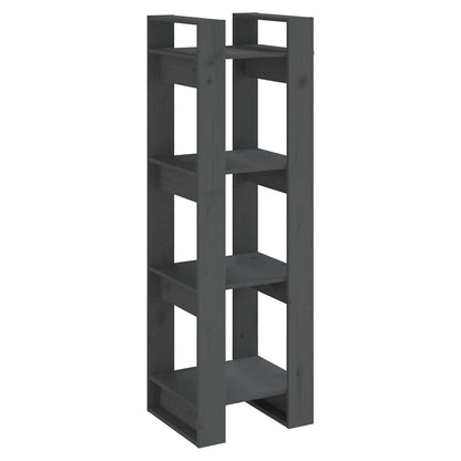 813866 vidaXL Book Cabinet/Room Divider Grey 41x35x125 cm Solid Wood Pine