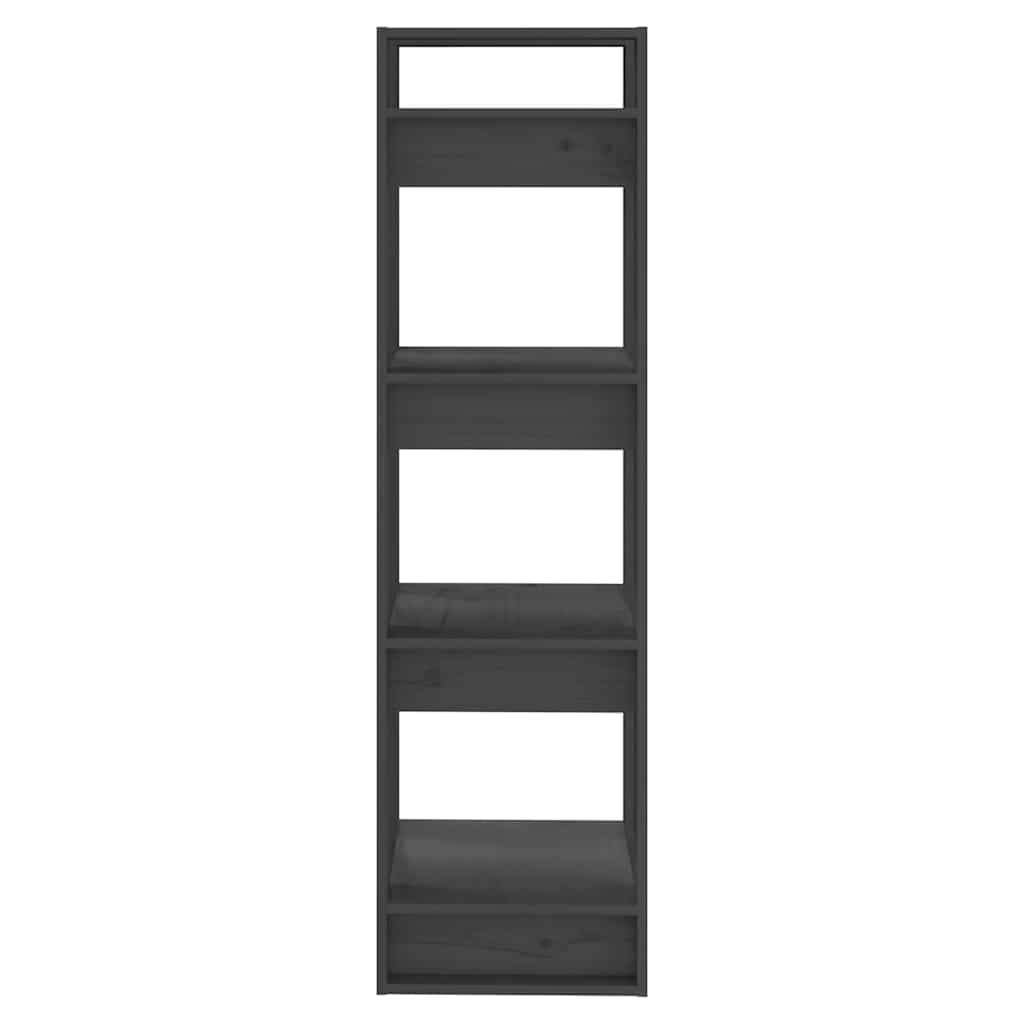 813866 vidaXL Book Cabinet/Room Divider Grey 41x35x125 cm Solid Wood Pine