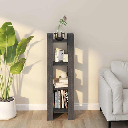 813866 vidaXL Book Cabinet/Room Divider Grey 41x35x125 cm Solid Wood Pine
