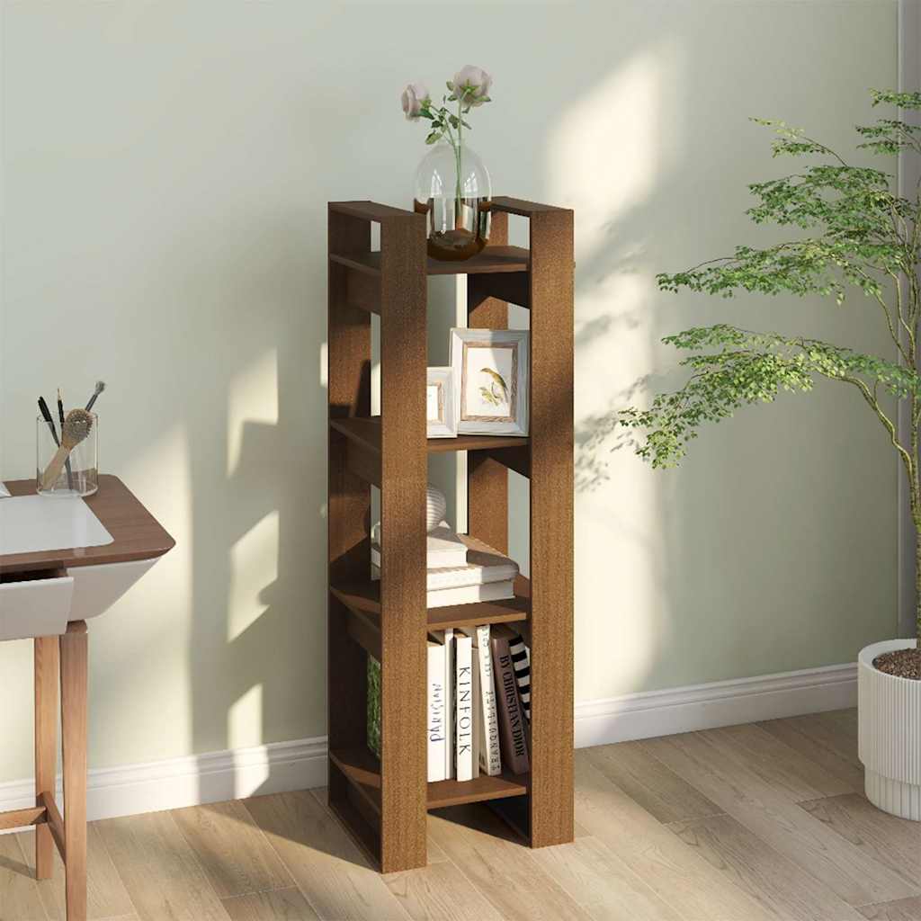 813867 vidaXL Book Cabinet/Room Divider Honey Brown 41x35x125 cm Solid Wood