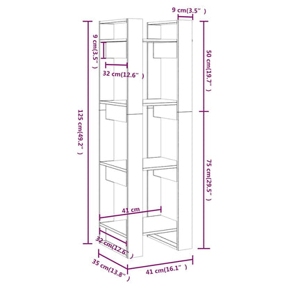 813867 vidaXL Book Cabinet/Room Divider Honey Brown 41x35x125 cm Solid Wood