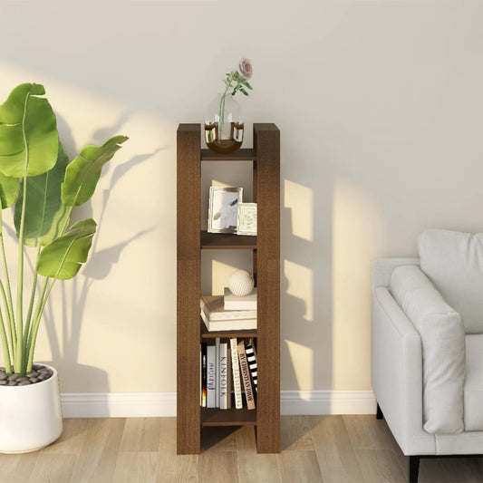 813867 vidaXL Book Cabinet/Room Divider Honey Brown 41x35x125 cm Solid Wood