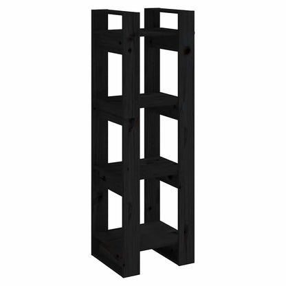 813868 vidaXL Book Cabinet/Room Divider Black 41x35x125 cm Solid Wood Pine