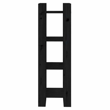 813868 vidaXL Book Cabinet/Room Divider Black 41x35x125 cm Solid Wood Pine