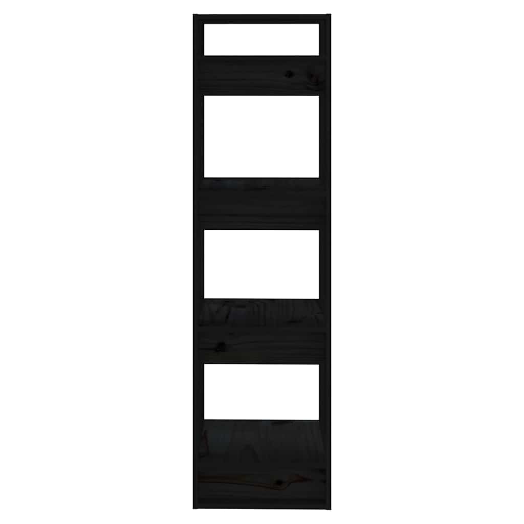 813868 vidaXL Book Cabinet/Room Divider Black 41x35x125 cm Solid Wood Pine
