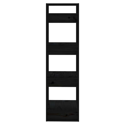 813868 vidaXL Book Cabinet/Room Divider Black 41x35x125 cm Solid Wood Pine