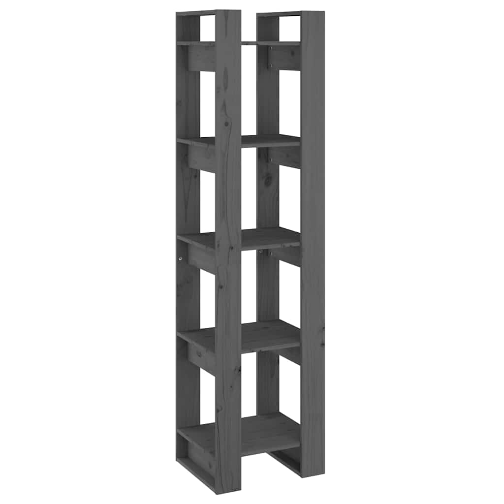 vidaXL Book Cabinet/Room Divider Grey 41x35x160 cm Solid Wood Pine